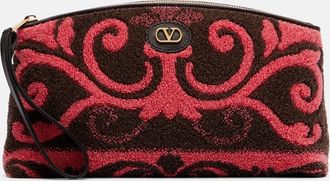 Valentino Garavani VLogo leather-trimmed terry pouch