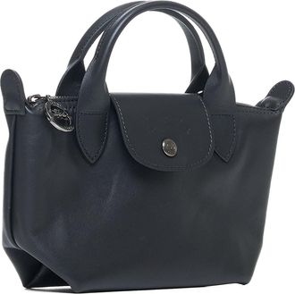 Longchamp Womens Top Handle Bag Le Pliage Xtra Calf Leather Black Handbags Hand