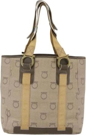 Ferragamo Pre-owned Gancini Handtas - Dames - Vintage Shopper - Beige - ONE Size - Leer - Vintage