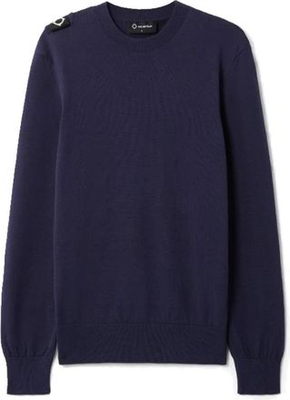 Mastrum Crew Neck Gebreid in Ink Navy - Heren - Ronde hals truien - Blauw - S - Katoen - Truien & Vesten