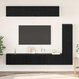 vidaXL Vidaxl - Conjunto De Mueble De Tv 6 Pcs Roble Negro 30.5 X 30 X 90 Cm
