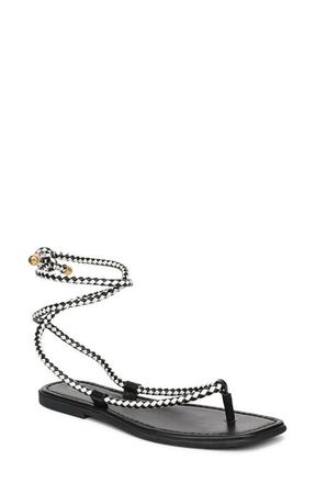 Veronica Beard Carmina Ankle Wrap Sandal in Black/Coconut at Nordstrom, Size 11