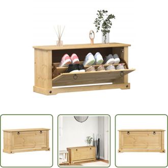vidaXL vidaXL Scarpiera in legno massello - Scarpiera Corona 99x32x47 cm in Legno Massello di Pino
