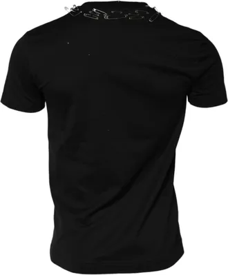 Dolce & Gabbana Black Logo Embellish Short Sleeves Mens T-shirt (Pre-Owned)