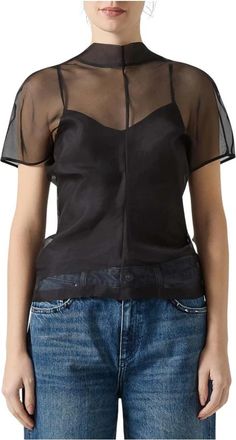 Federica Tosi Organza Blouse - Dames - Blouses - Zwart - XS - Organza - Overhemden