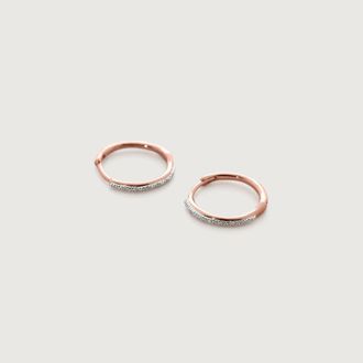 Monica Vinader Rose Gold Riva Diamond Small Hoop Earrings Diamond