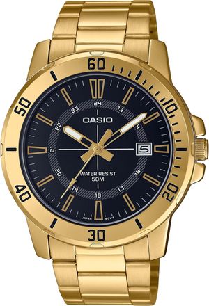 Casio Mens Black Dial Two-Tone Stainless Steel Bracelet Watch - MTP-VD01G-1CVUDF
