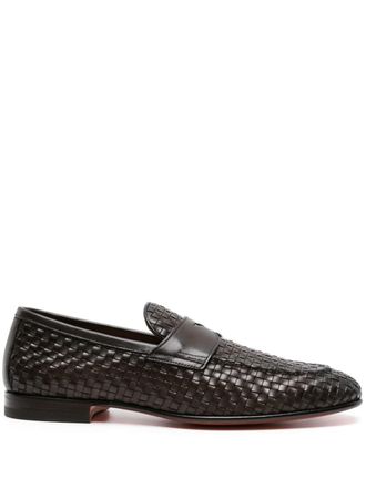 Santoni Mocassini con design intrecciato - Marrone