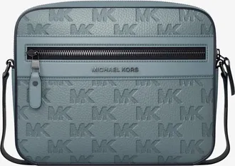 Michael Kors Jet Set Logo Embossed Leather Crossbody Bag