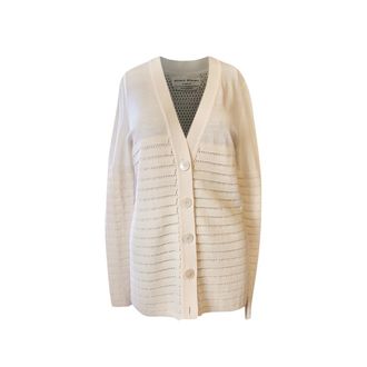 Sonia Rykiel Ivory Open-Weave Longline Cardigan Size S