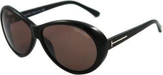 Tom Ford Ladies Black Oval Sunglasses TF0202 01J