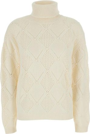 Semicouture Top met hoge hals en lange mouwen - Dames - Coltruien - Wit - M - Truien & Vesten