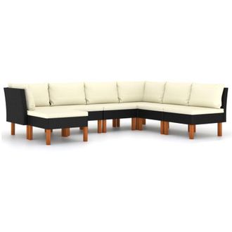 Les Tendances Les Tendances - Muebles De Jard&iacute;n Muebles De Exterior Juego De Muebles De 7 Piezas Con Cojines De Resina Tejida En Negro 020017317