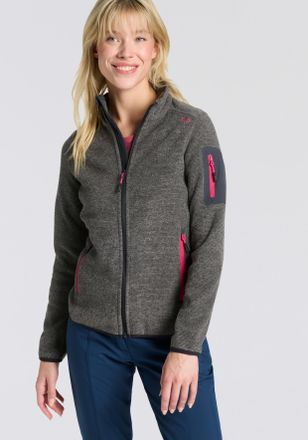F.lli Campagnolo Strickfleecejacke CMP KNITTED MELANGE FLEECE WOMAN JACKET, Damen, Gr. 34, antracite, Strick, Obermaterial: 85% Polyester, 15% Viskose, normal, eingefa