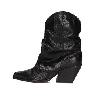 Elena Iachi Texan Enkellaars - Dames - Schoenen - Zwart - Maat: 39 EU Leer