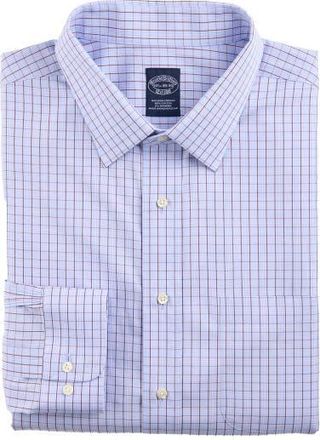 Brooks Brothers Big & Tall Non-Iron Glen Plaid Dress Shirt V2 in Blue at Nordstrom, Size 18.5 - 36