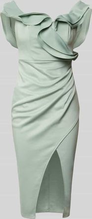 Lipsy Slim Fit Midikleid mit Gehschlitz in Mint, Gr&ouml;&szlig;e 32