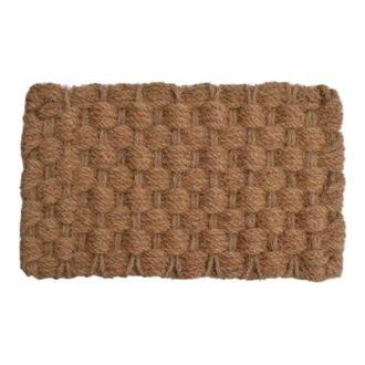 Imports Decor Handwoven Coir Rope Door Mat, Natural Coconut Fiber Admiral Knot Doormat, Durable Indoor Outdoor Entrance