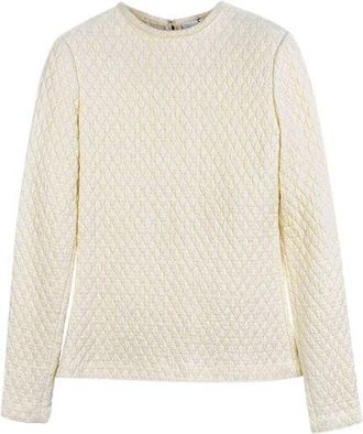 Victoria Beckham Ivory Matelasse Long Sleeve Top Size L