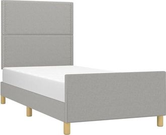 vidaXL Estructura De Cama Sin Colch&oacute;n Tela Gris Claro 90x200 Cm Vidaxl