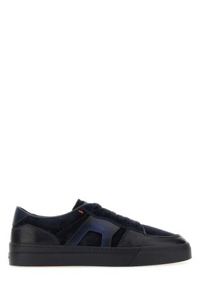 Santoni Navy Blue Lace Up Sneakers