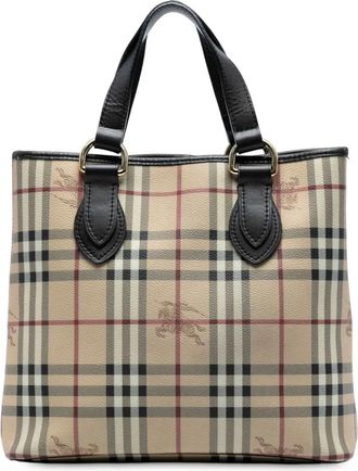 Burberry Borsa tote in tela cerata con motivo Haymarket Check 2000-2017 - Marrone