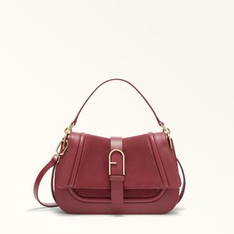 Furla Flow Borsa A Mano M Toni Rubino Multicolore Pelle Di Vitello Claris Lux + Camoscio Donna