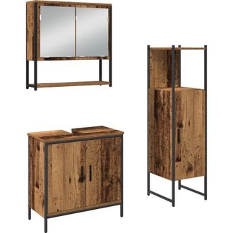 vidaXL Vidaxl - Juego De Muebles De Ba&ntilde;o 3 Pcs Marr&oacute;n 33 X 33 X 102.5 Cm