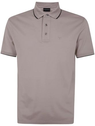 Emporio Armani embroidered-logo cotton polo shirt - Neutrals
