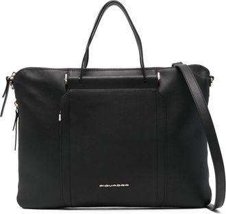 Piquadro leather laptop bag (30cm x 40cm) - women - Calf Leather - OS - Black