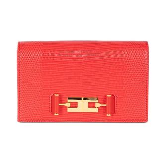 Elisabetta Franchi Groumette Chain Crossbody - Dames - Tassen - Rood - Maat: ONE Size Leer
