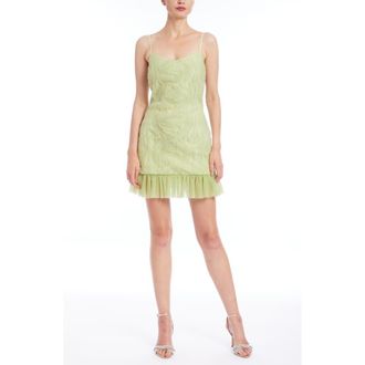 Badgley Mischka Ruffle Hem Chiffon Cocktail Minidress in Green at Nordstrom Rack, Size 10