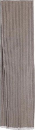 Brunello Cucinelli Cashmere Rib Knit Sjaal - Heren - Wintersjaals - Grijs - ONE Size - Kasjmier - Accessoires