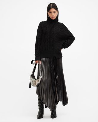 AllSaints Varla Cable Stitch Roll Neck Jumper