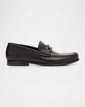 Ferragamo Men & apos;s Avrilvit Leather Two-Tone Gancini Bit Loafers