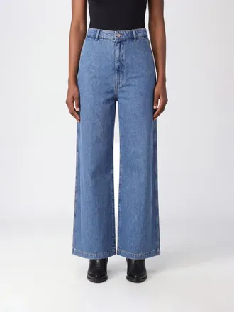 Sportmax High-Waisted Wide-Leg Jeans in Cotton Denim with Patch Pockets