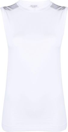 Brunello Cucinelli sleeveless crew-neck top - women - Cotton/Spandex/Elastane - S - White