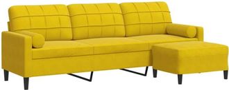 vidaXL Vidaxl - Sofá de 3 plazas con taburete terciopelo amarillo 210 cm