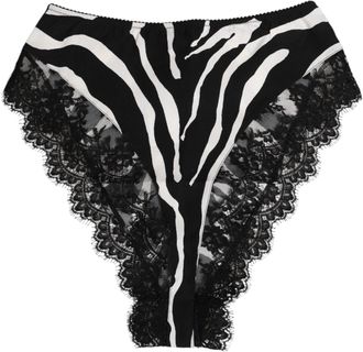Dolce & Gabbana Womens Black Silk Zebra Print Lace High Waist Underwear Co+08+pa+se Clothing