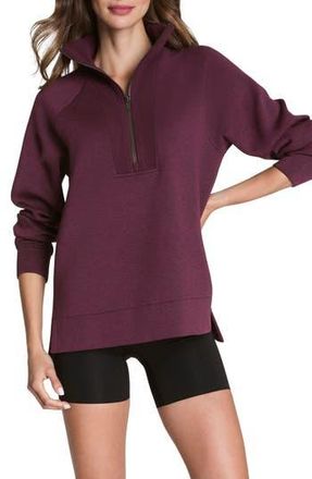 Spanx Air Essentials Brushed Half-Zip Sweatshirt in Plum Berry Heather at Nordstrom Rack, Size Medium