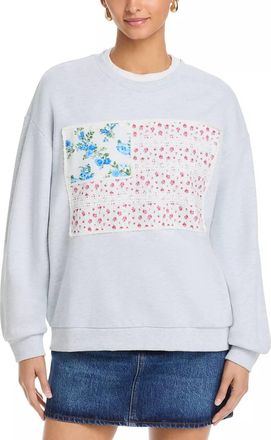 Vintage Havana American Flag Applique Sweatshirt In Ash Grey