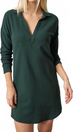Lilla P Split Neck Collared Dress In Spruce