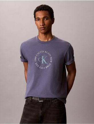 Calvin Klein Jeans Calvin Klein Mens Circle Logo Monogram Graphic Tee - Blue - XL