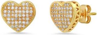 Steeltime HMY Jewelry Pave Simulated Diamond Heart Stud Earrings in Yellow at Nordstrom Rack