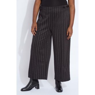 Lyss&eacute; Isabel Pinstripe Pull-On Ankle Wide Leg Ponte Pants in Charcoal Lane at Nordstrom, Size 2 X