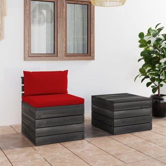 vidaXL Muebles De Jard&iacute;n De Palets 2 Piezas Cojines Madera Maciza Pino Vidaxl