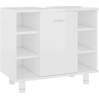 vidaXL Mobile da Bagno Bianco Lucido 60x32x53,5cm in Legno Multistrato - Vidaxl