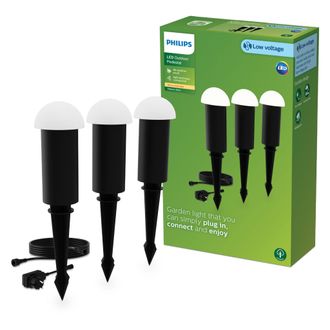 Philips Edwina Baliza Con Estaca (negro) Luz Blanca C&aacute;lida - Set De 3