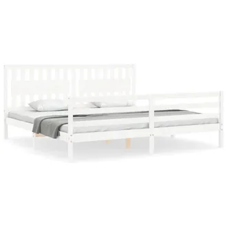 Berkfield Home Bed Frame with Headboard White 200x200 cm Solid Wood