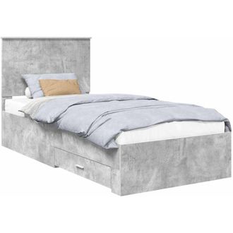 vidaXL Bed Frame with Drawer Concrete Grey 90 x 200 cm Engineered Wood vidaXL